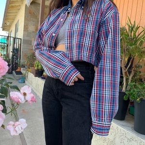 Oversized crop flannel